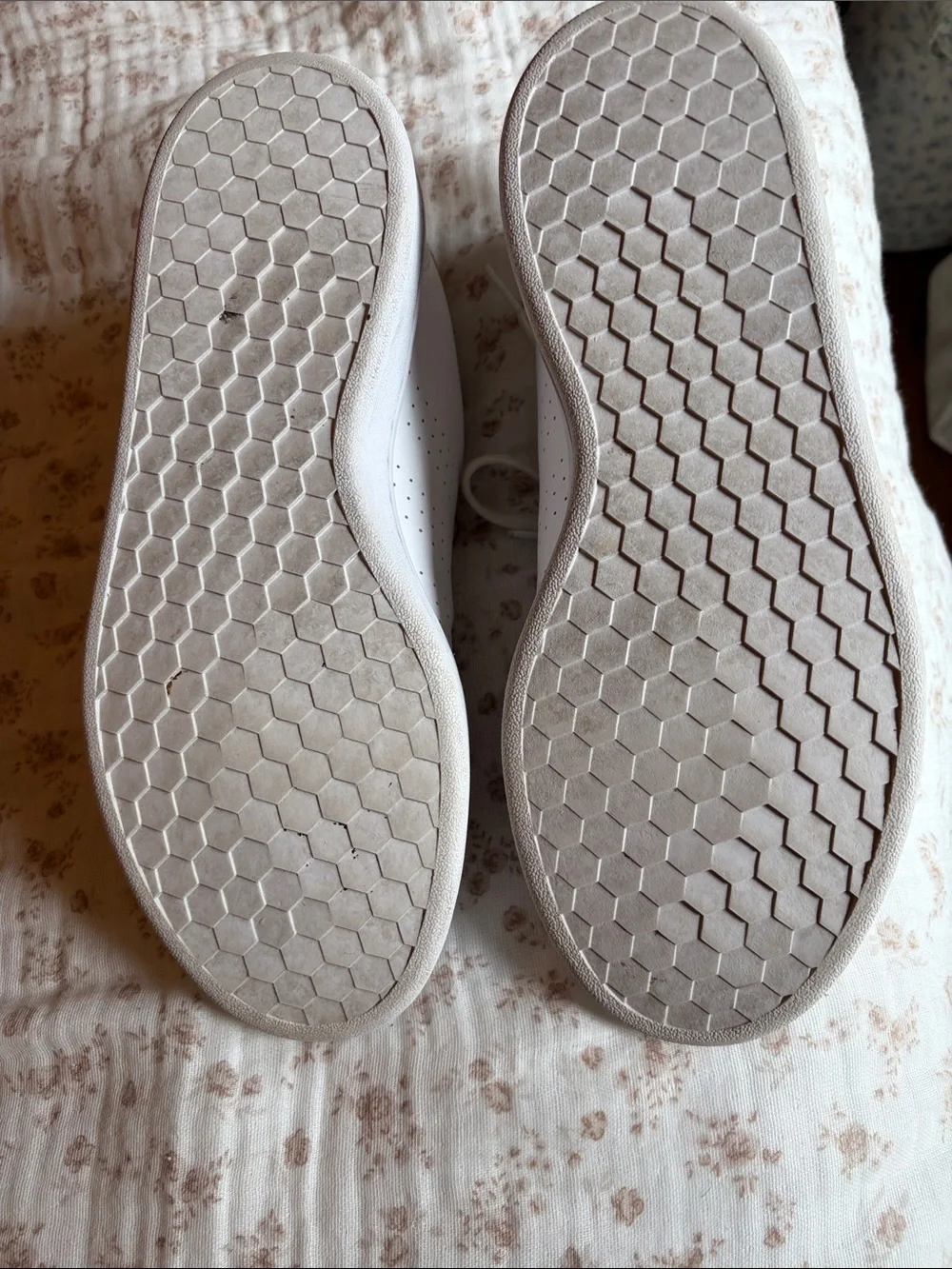 adidas White Leather Low-Top Sneakers with Subtle Gold Logo
